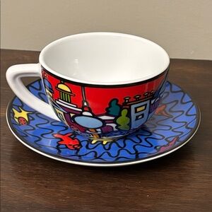 LE Romero Britto MarcoArt Gilitzer Porcelain Cafe Au Lait Cup/Saucer Saucer